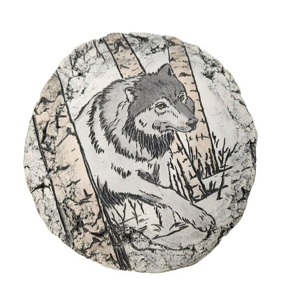 Vintage Signed North American Wolf Shapes of Clay Endangered Species Wall Plaque